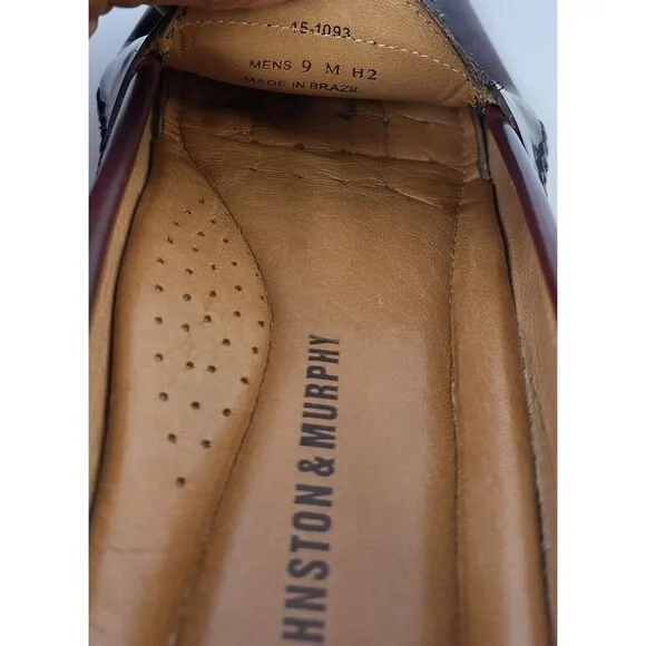 Johnston &amp; Murphy Hayes Penny Loafer Shoes Men's Size 9M Burgundy Moccasin Work