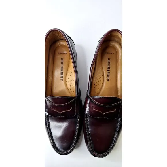 Johnston &amp; Murphy Hayes Penny Loafer Shoes Men's Size 9M Burgundy Moccasin Work