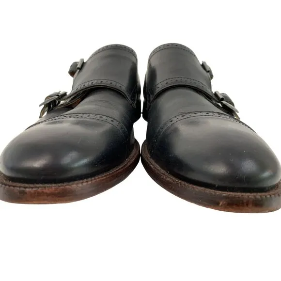 Johnston &amp; Murphy Mens 9.5M Black Leather Double Monk Strap Shoes 7975