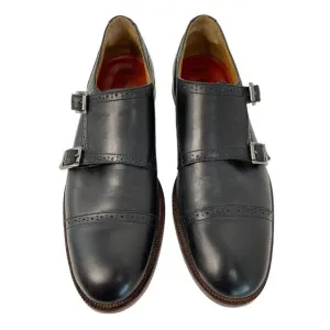 Johnston &amp; Murphy Mens 9.5M Black Leather Double Monk Strap Shoes 7975