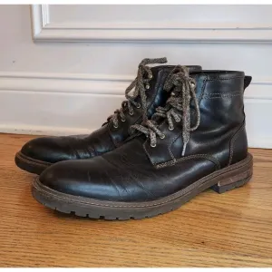 Johnston &amp; Murphy Men's Dark Brown Trufoam Barrett  Plain Toe Leather Boot 12