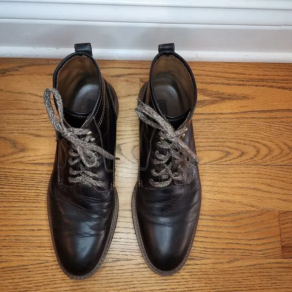 Johnston &amp; Murphy Men's Dark Brown Trufoam Barrett  Plain Toe Leather Boot 12