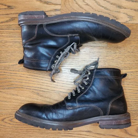 Johnston &amp; Murphy Men's Dark Brown Trufoam Barrett  Plain Toe Leather Boot 12