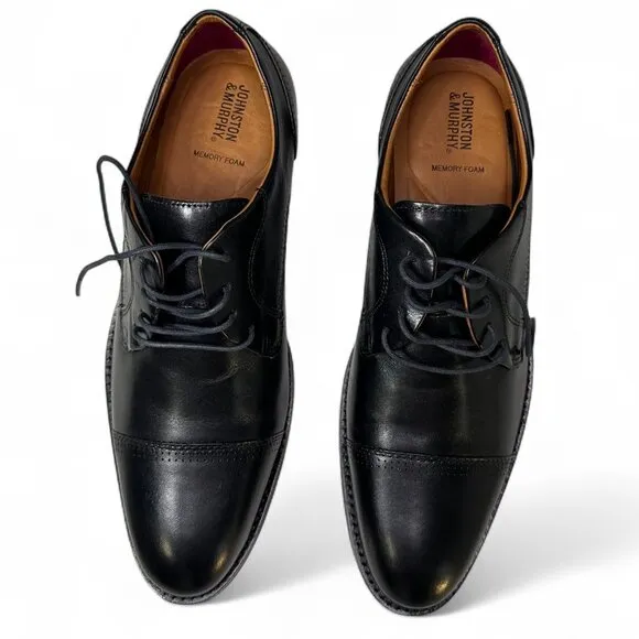 Johnston &amp; Murphy Men's Hawthorn Cap Toe Dress Shoes Black 10.5 NWOB