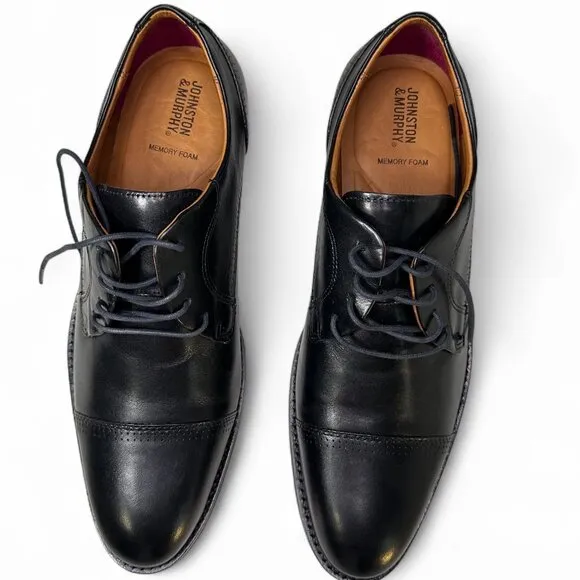 Johnston &amp; Murphy Men's Hawthorn Cap Toe Dress Shoes Black 10.5 NWOB