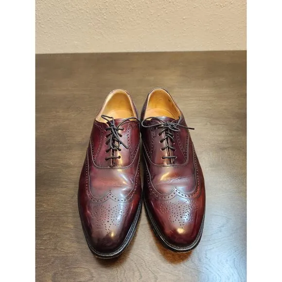 JOHNSTON &amp; MURPHY Men's Leather Ombré Wingtip Burgundy Dress Shoes Size 8.5