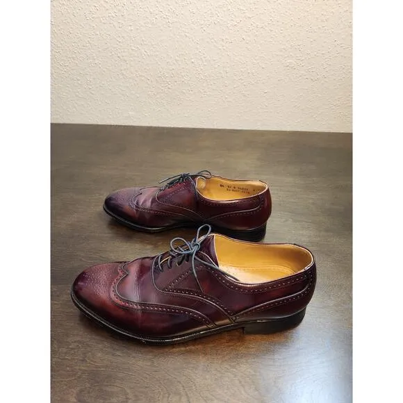 JOHNSTON &amp; MURPHY Men's Leather Ombré Wingtip Burgundy Dress Shoes Size 8.5