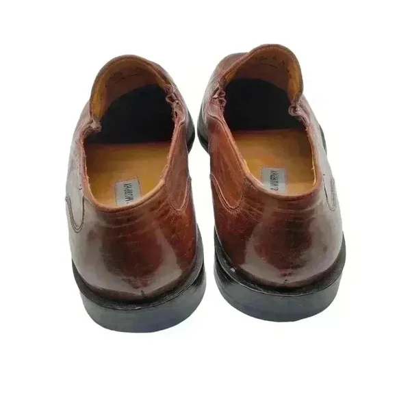 Johnston &amp; Murphy Mens Loafer Shoes Brown Basket Weave Leather Slip Ons 9 M
