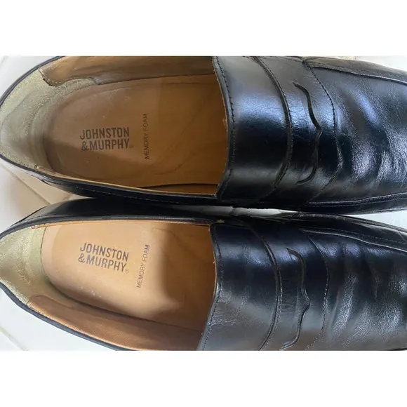 Johnston &amp; Murphy Men's Penny Loafers Dress Shoes Size 10 Leather Black 15-3227