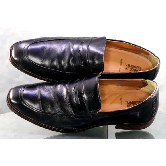 Johnston &amp; Murphy Men's Penny Loafers Dress Shoes Size 10 Leather Black 15-3227