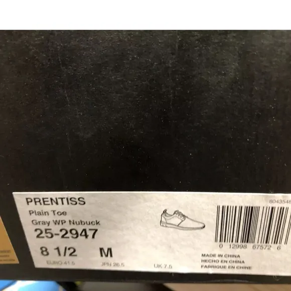 Johnston &amp; Murphy Men’s Prentiss Plain Toe Gray Sneakers, Size 8.5 M