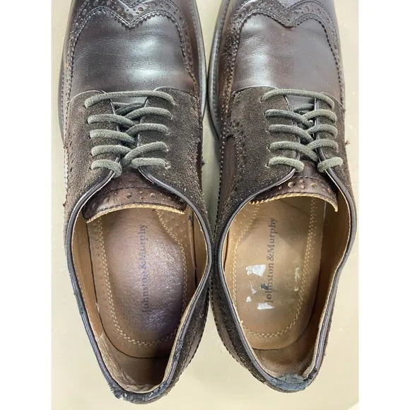Johnston &amp; Murphy Men's Wingtip Dress Shoes Size 9.5 Leather Cigar Brown 59-2360