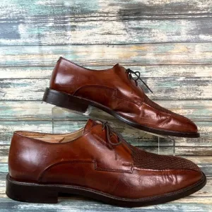 Johnston &amp; murphy Oxford Dress Shoes Mens 11M Brown Leather Woven Bicycle Toe