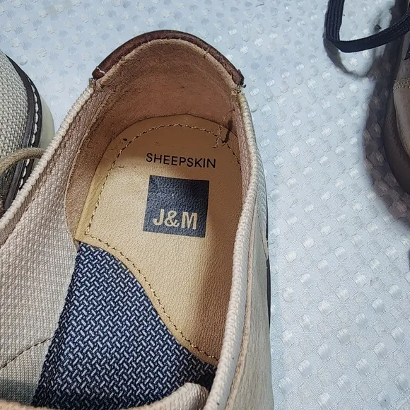 JOHNSTON &amp; MURPHY  SHEEPSKIN EUC MENS SZ 10 M KNIT SUEDE OXFORD TIE SHOES