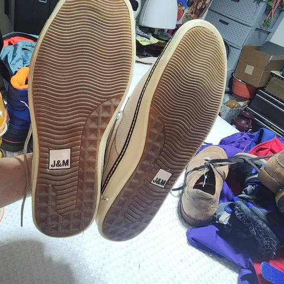 JOHNSTON &amp; MURPHY  SHEEPSKIN EUC MENS SZ 10 M KNIT SUEDE OXFORD TIE SHOES