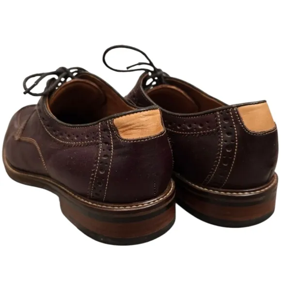 Johnston Murphy Men’s 9D Brown Sheepskin Leather Split Apron Toe Derby Oxfords