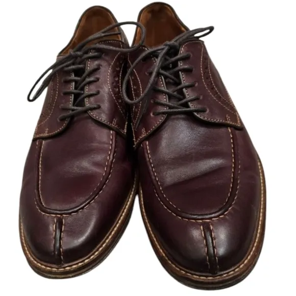 Johnston Murphy Men’s 9D Brown Sheepskin Leather Split Apron Toe Derby Oxfords