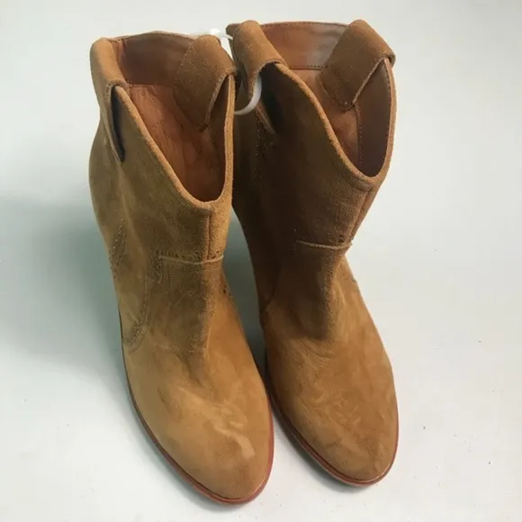 Joie Cognac Studded Suede Ankle Boots 7.5 New
