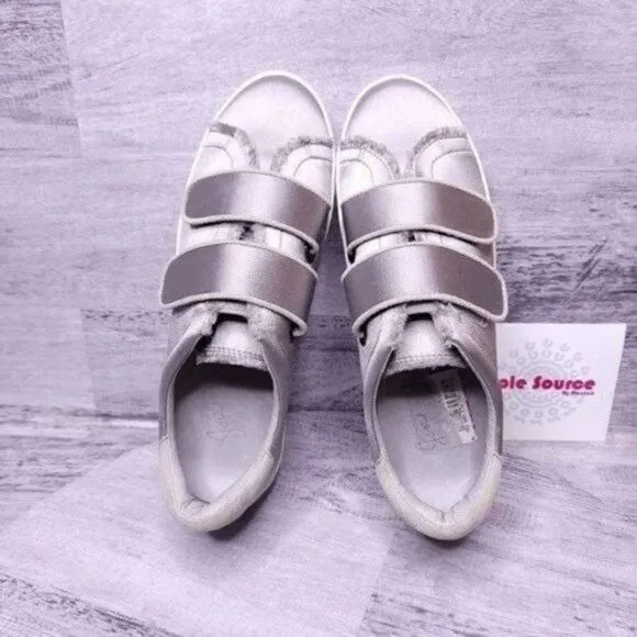 Joie Diata Low Top Satin Sneaker Gray Silver sz 36.5 Women's sz 6.5 NEW
