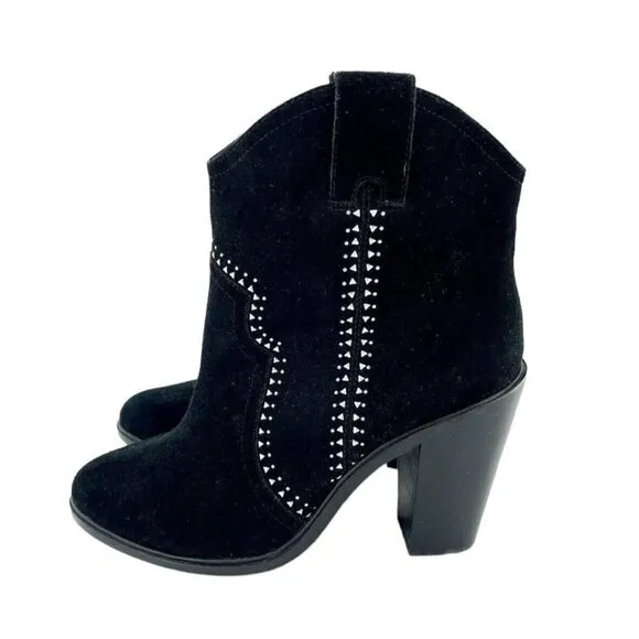 Joie Monte Black Suede Leather Studded Ankle Booties SZ 38 EU New