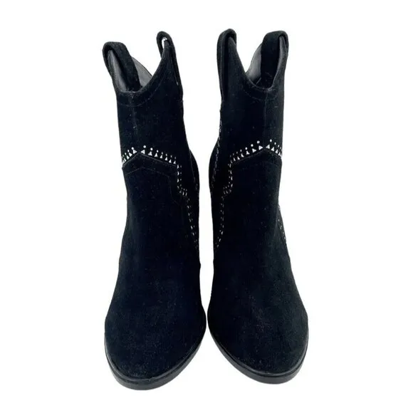 Joie Monte Black Suede Leather Studded Ankle Booties SZ 38 EU New