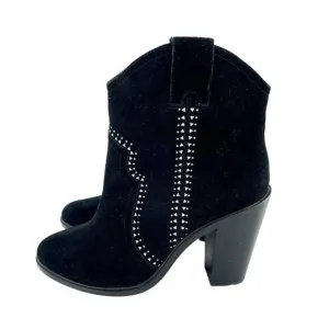 Joie Monte Black Suede Leather Studded Ankle Booties SZ 38 EU New