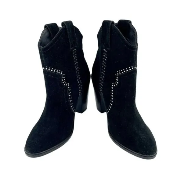Joie Monte Black Suede Leather Studded Ankle Booties SZ 38 EU New