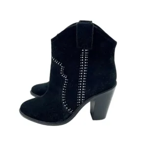 Joie Monte Boots Black Suede Leather Studded Ankle SZ 38.5 EU NEW