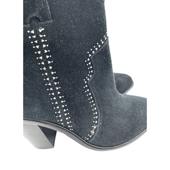 Joie Monte Boots Black Suede Leather Studded Ankle SZ 38.5 EU NEW