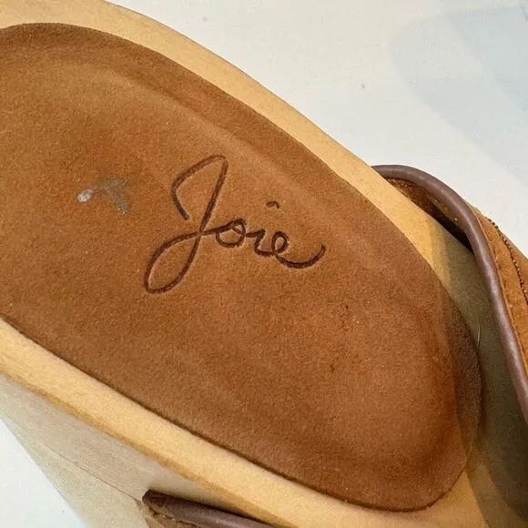 Joie Crisscross Wooden Platform Clogs in Brown Suede 41/US 10.5