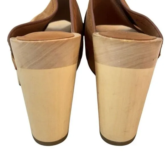 Joie Crisscross Wooden Platform Clogs in Brown Suede 41/US 10.5