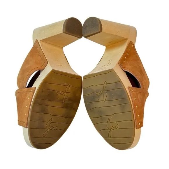 Joie Crisscross Wooden Platform Clogs in Brown Suede 41/US 10.5