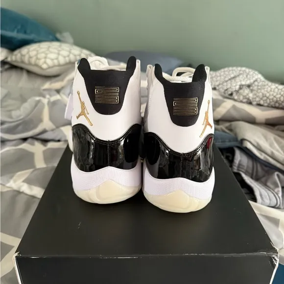 Jordan Black and White Athletic Shoes with Patent Leather