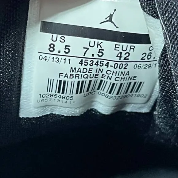 Jordan Nike Shoes Gray Black Men's 8.5 TE3 LOW 453454-002 Mid Top Sneakers