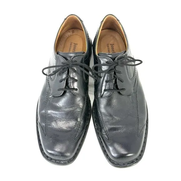 Josef Seibel Douglas 05 Black Leather Oxford Shoes EU 42 US 8.5-9 Mens Lace Up