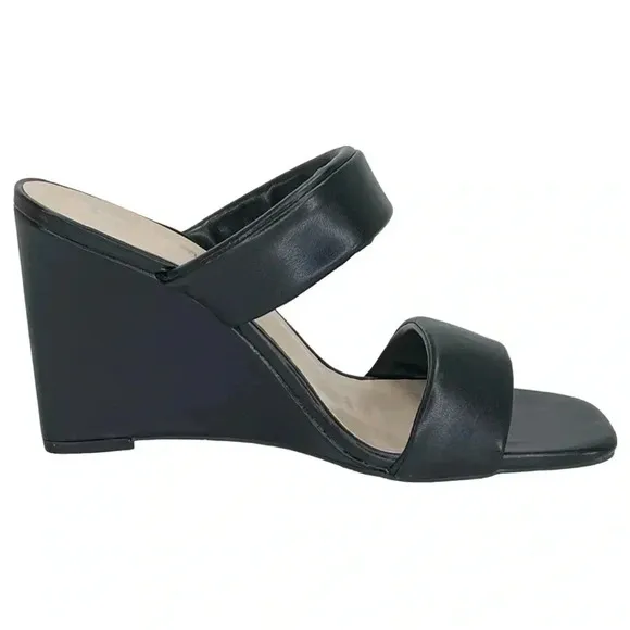 Journee Collection Kailee Black Womens Wedge Sandals Size 9M