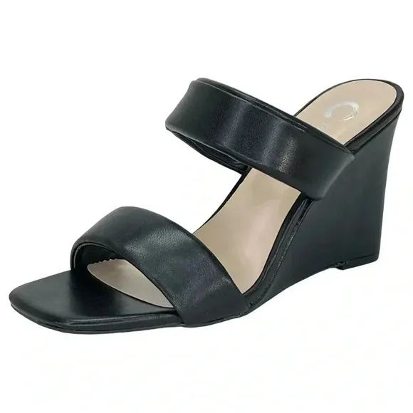 Journee Collection Kailee Black Womens Wedge Sandals Size 9M