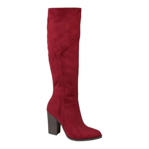 Journee Women's Kyllie Wide Calf Heeled Riding Boots Burgundy Size 9