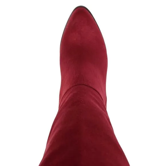 Journee Women's Kyllie Wide Calf Heeled Riding Boots Burgundy Size 9