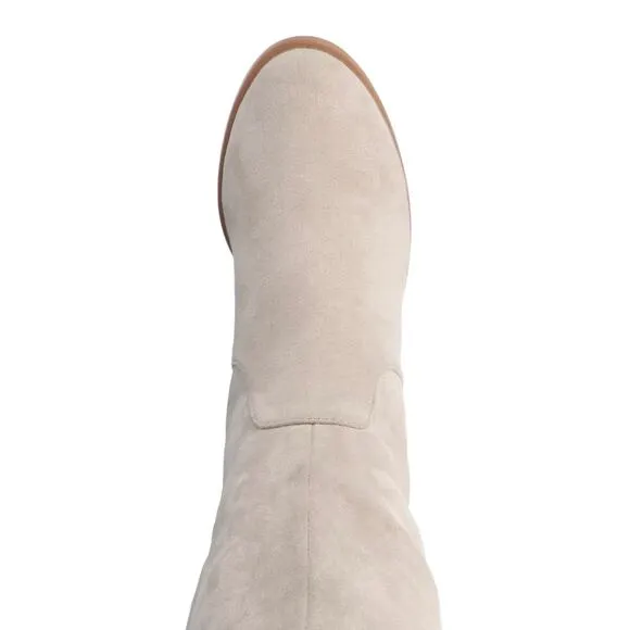 Journee Women's Romilly Round Toe Block Heel Knee High Boots Stone Size 10