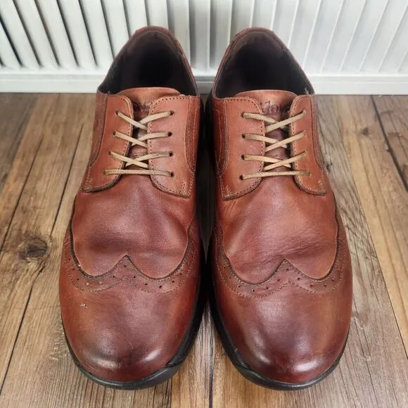 Joya Paso Fino Cognac Mens Sz 11.5 Brown Leather Brogue Derby Wingtip Low Shoes
