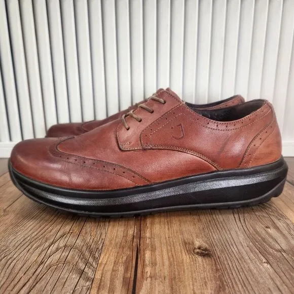 Joya Paso Fino Cognac Mens Sz 11.5 Brown Leather Brogue Derby Wingtip Low Shoes