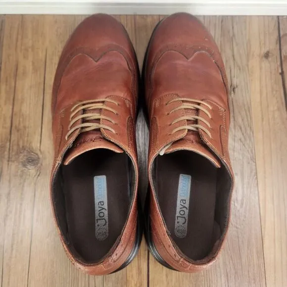 Joya Paso Fino Cognac Mens Sz 11.5 Brown Leather Brogue Derby Wingtip Low Shoes
