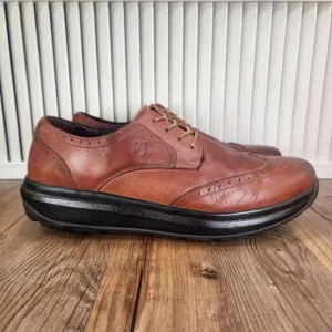 Joya Paso Fino Cognac Mens Sz 11.5 Brown Leather Brogue Derby Wingtip Low Shoes