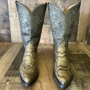 Justin Vintage Snakeskin Moto Rubber Sole Cowboy Boots Mens 11.5 D
