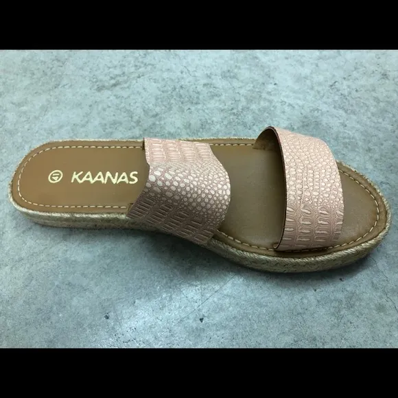 Kaanas Tobago Flatform Sandal Blush Snake embossed