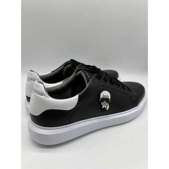 Karl Lagerfeld Paris Black Leather Shoes Designer Sneakers LF1S1107 Men Sz 12M🛒