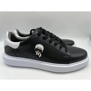 Karl Lagerfeld Paris Black Leather Shoes Designer Sneakers LF1S1107 Men Sz 12M🛒