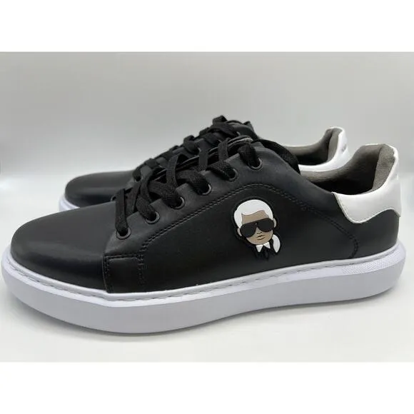 Karl Lagerfeld Paris Black Leather Shoes Designer Sneakers LF1S1107 Men Sz 12M🛒