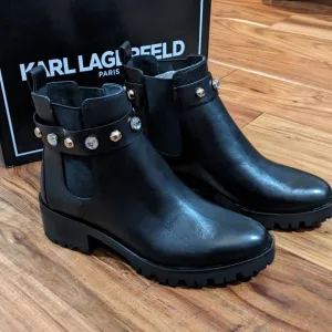 Karl Lagerfeld Paris Polished Stud Crystal Porshay Boots Size 10 New in Box ❤